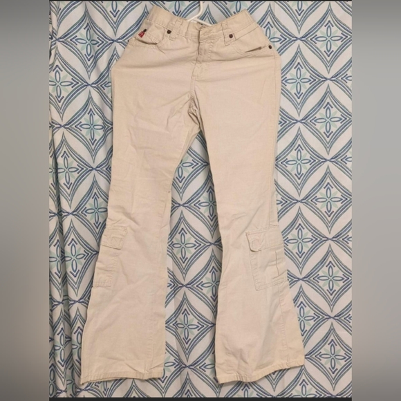 Mudd vintage 90s size 1 Juniors khaki light beige bell-bottom flare - Picture 1 of 6